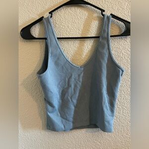Blue Ribbed Women's Tank Top